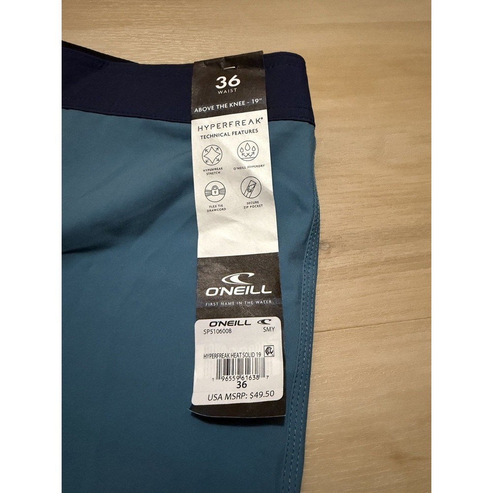 O'Neill Hyperfreak Men's Boardshorts Swim Trunks Size 36 Teal Blue NWT - Picture 4 of 7